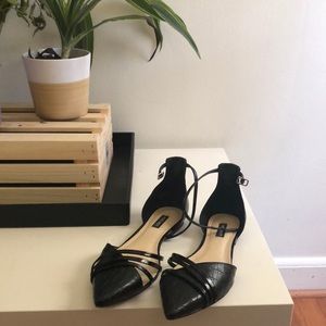Black Nine West flats with ankle strap